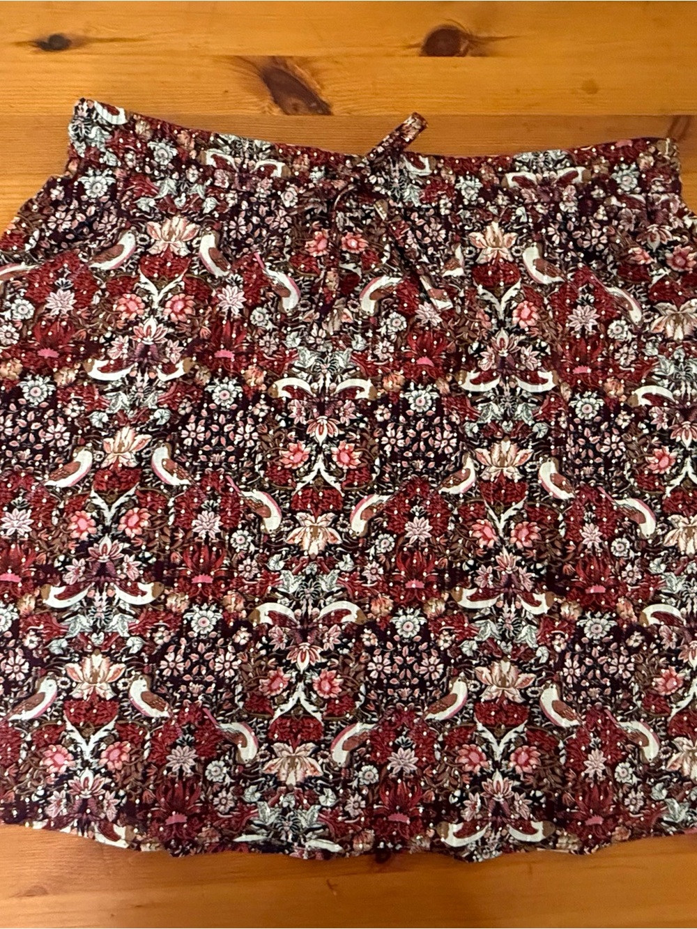 LOFT Burgundy Floral Mini Skirt